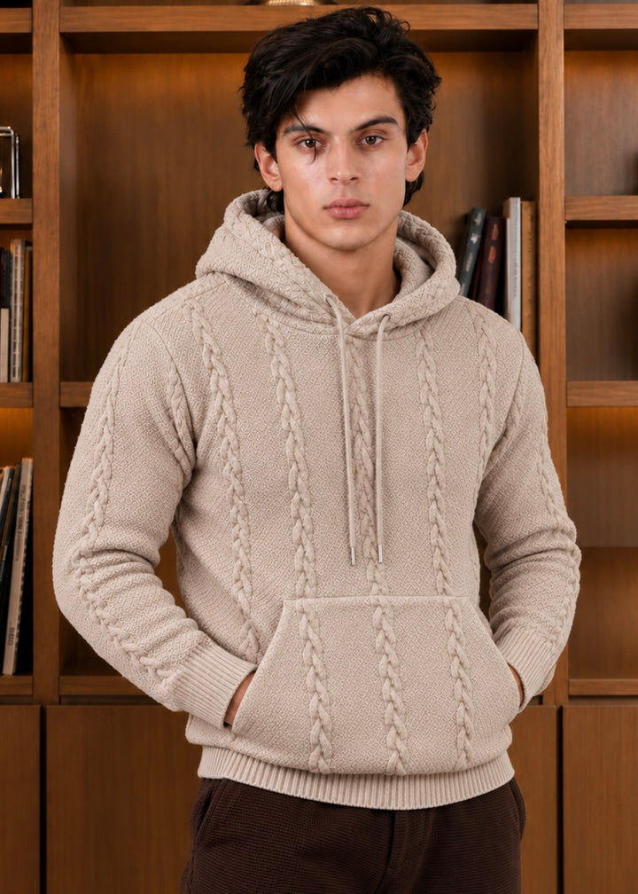 VELTRON KNITTED WOOL HOODIE Off White