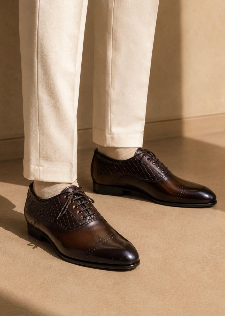 0096 LUXURIOUS BROWN CLASSIC SHOES-FT