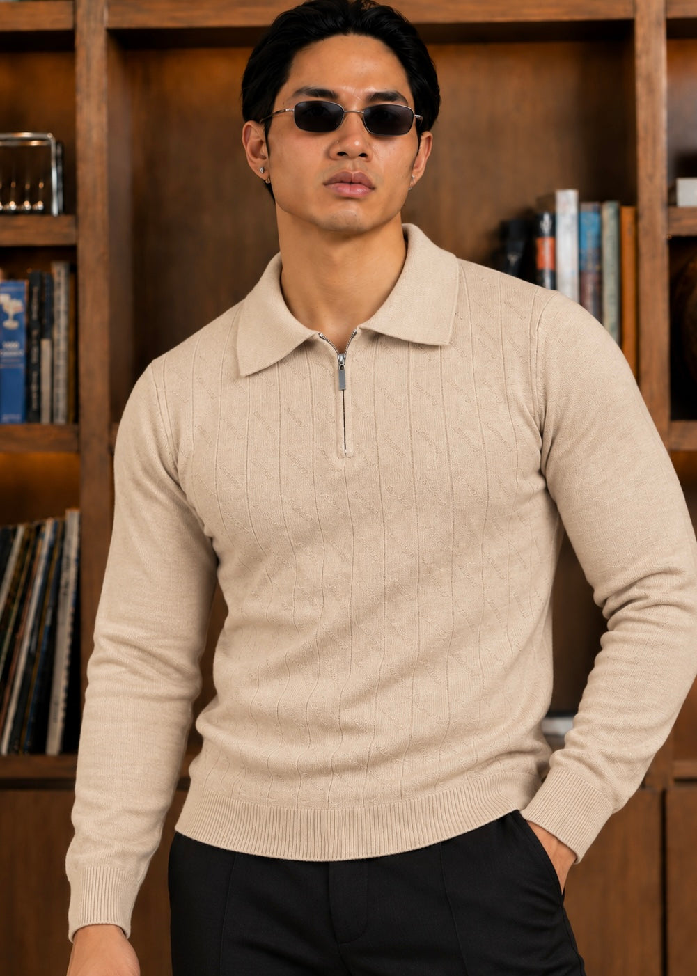 The Nordic-knit Polo-Tan