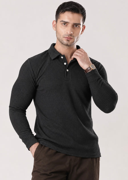BLACK TEXTURED SHIRT-FT