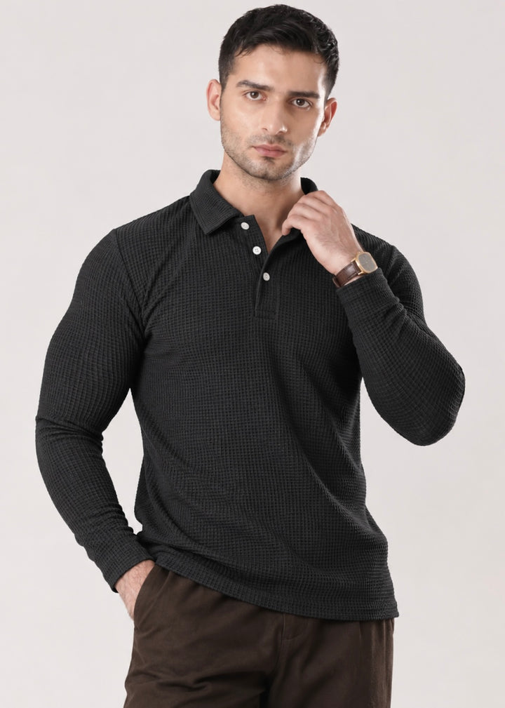 BLACK TEXTURED SHIRT-FT