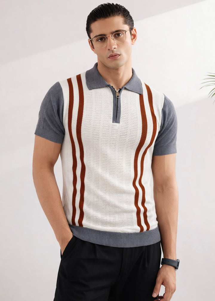 NOBLE THREAD KNITTED POLO-GRAY