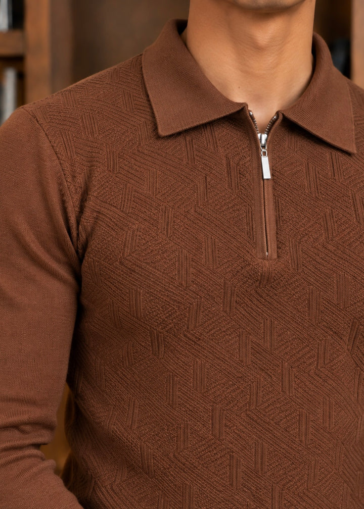 The Ember-Knit Polo-Brown