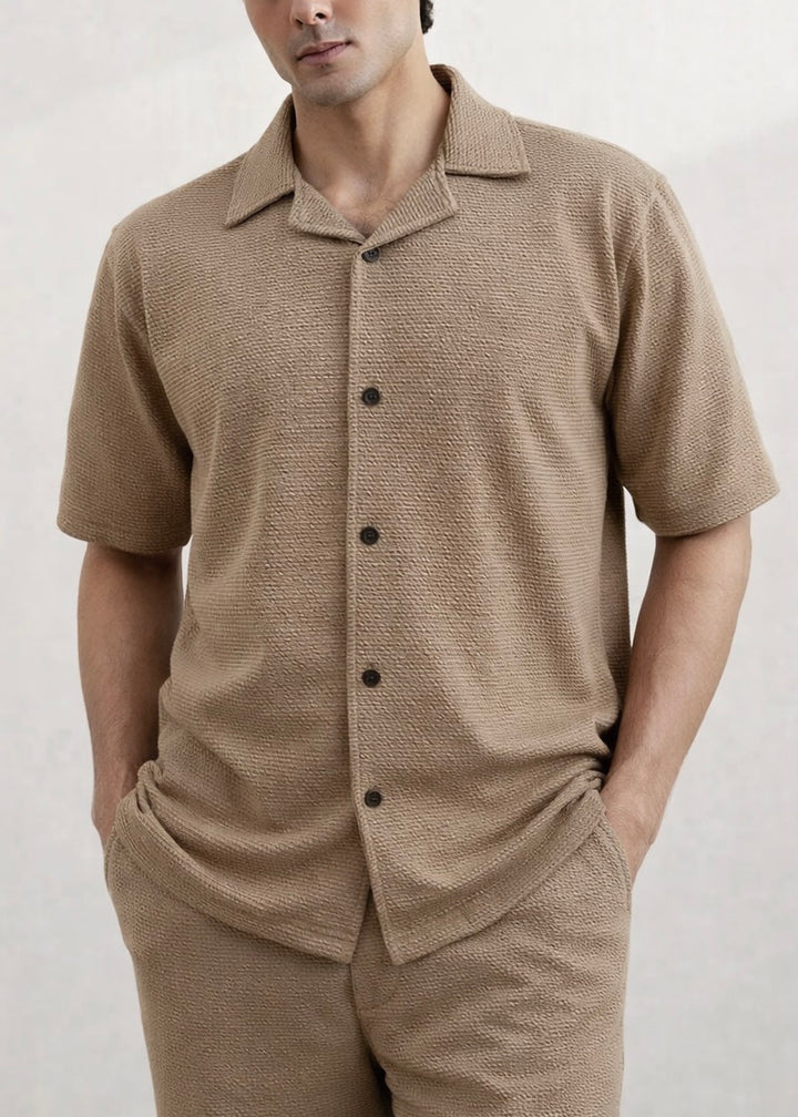 THE GLAMER TEXTURE TRACKSUIT-TAN