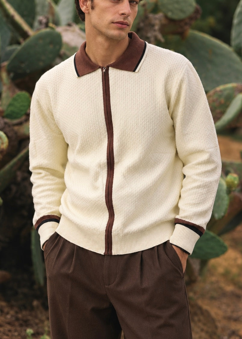 THE SUNDAY EASE KNITTED POLO OFF WHITE