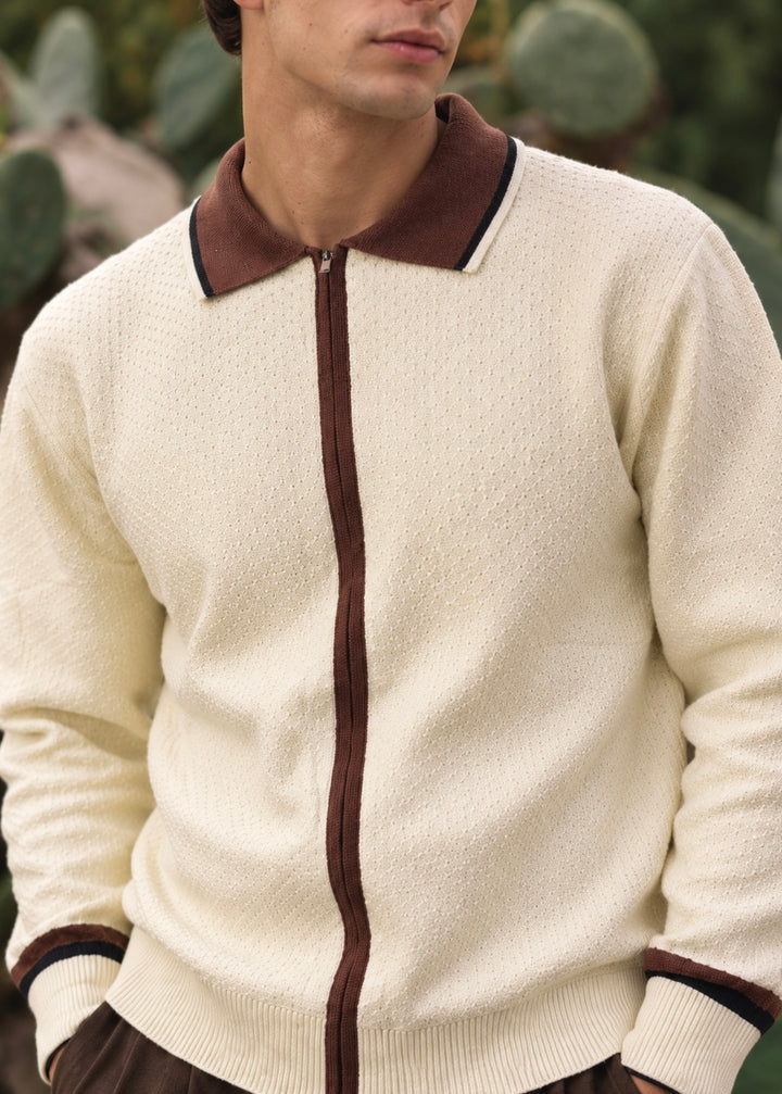 THE SUNDAY EASE KNITTED POLO OFF WHITE