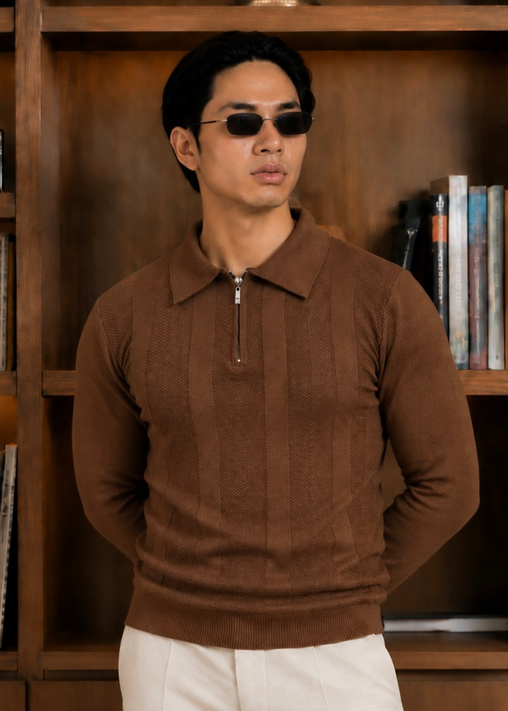 Riviera Knit Polo-Brown