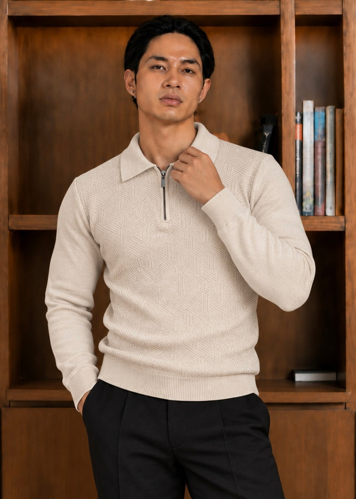 The Ember-Knit Polo-Tan