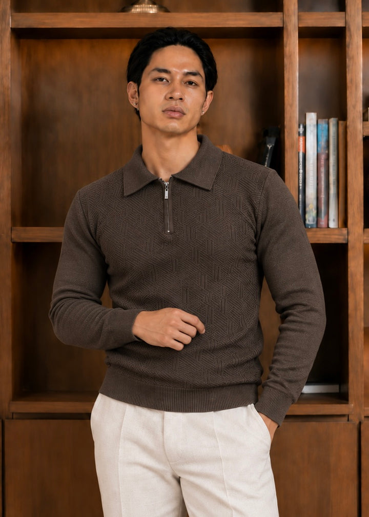 The Ember-Knit Polo-Gray