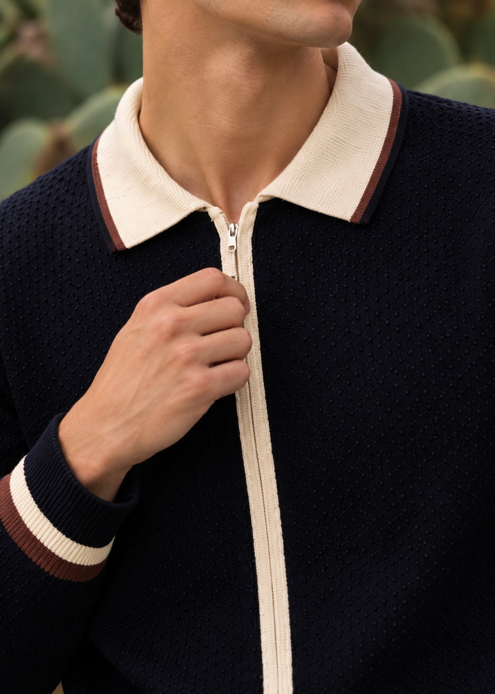 THE SUNDAY EASE KNITTED POLO BLACK