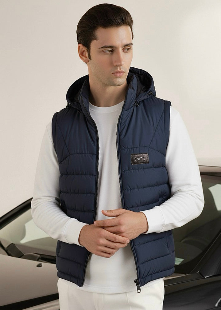 LOGO SLEEVELESS JACKET-NAVY