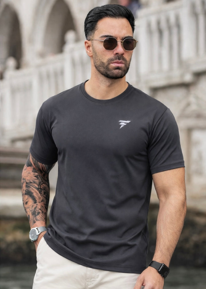 THE HALF-SLEEVES LYCRA SHIRT-GRAY