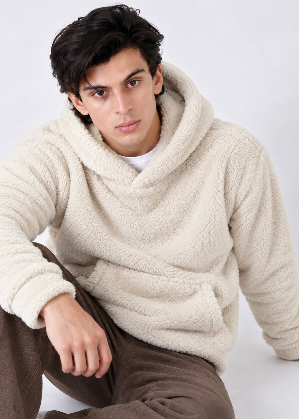 WHITE FUR HOODIE-FT