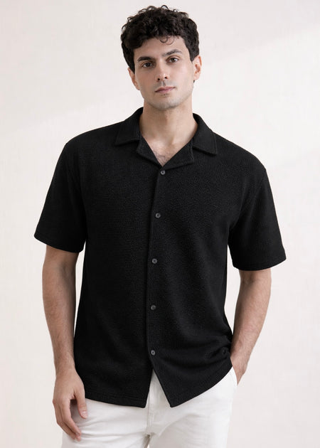 THE GLAMER TEXTURE SHIRT-BLACK FT