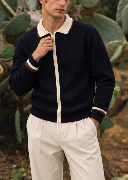 THE SUNDAY EASE KNITTED POLO BLACK