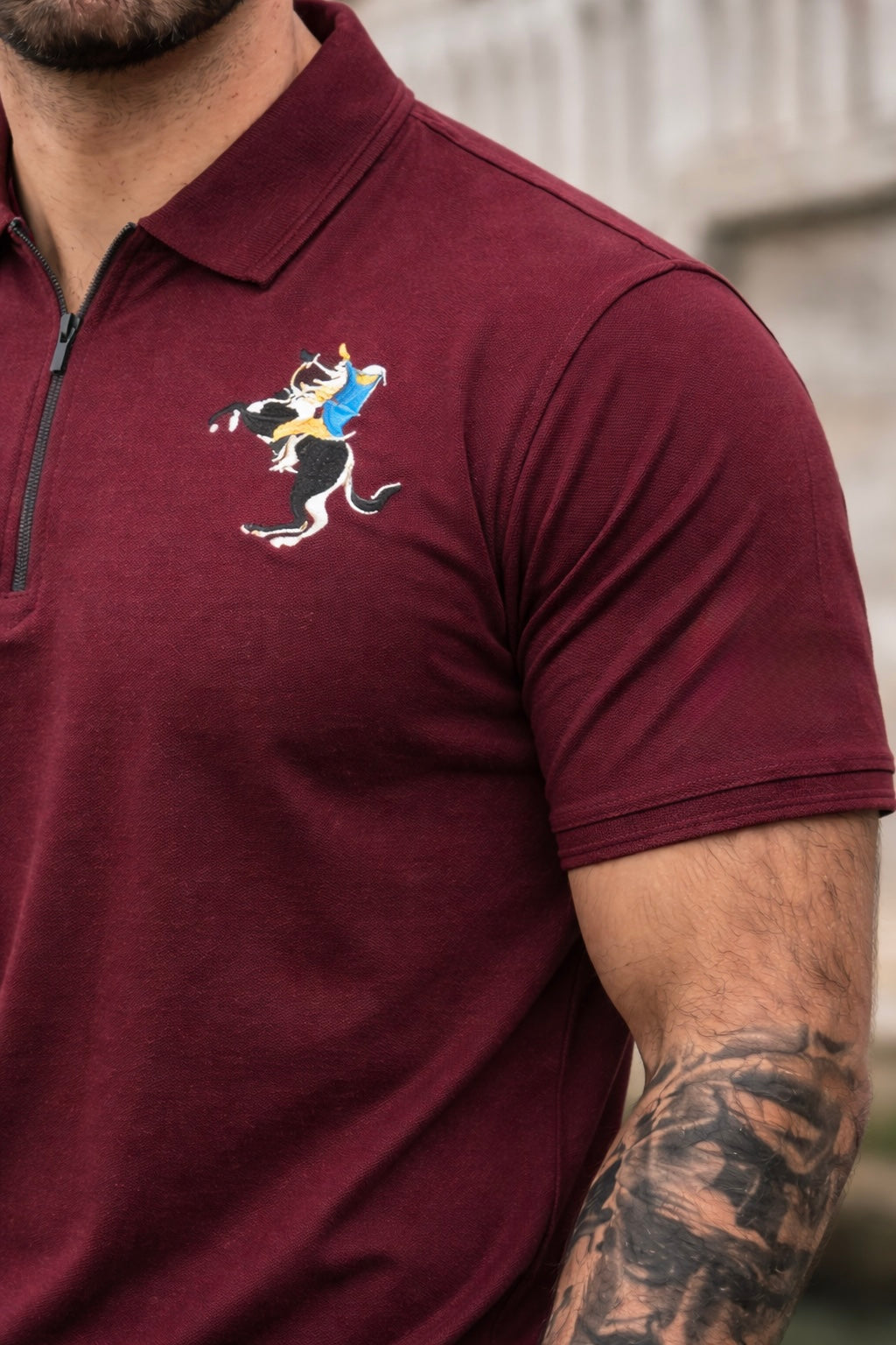 THE ZIPPER-KNIT POLO-MAROON