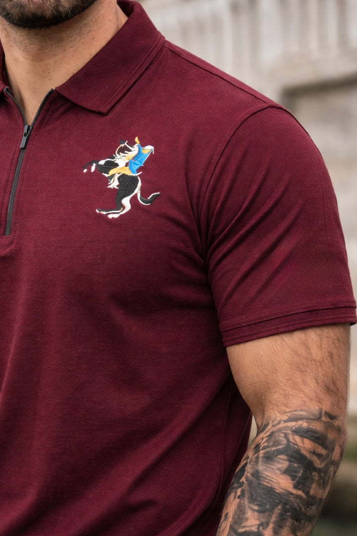 THE ZIPPER-KNIT POLO-MAROON
