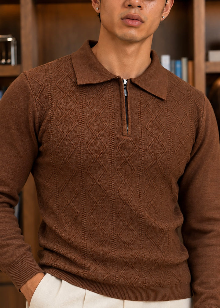 The Aspen-Knit Polo-Brown