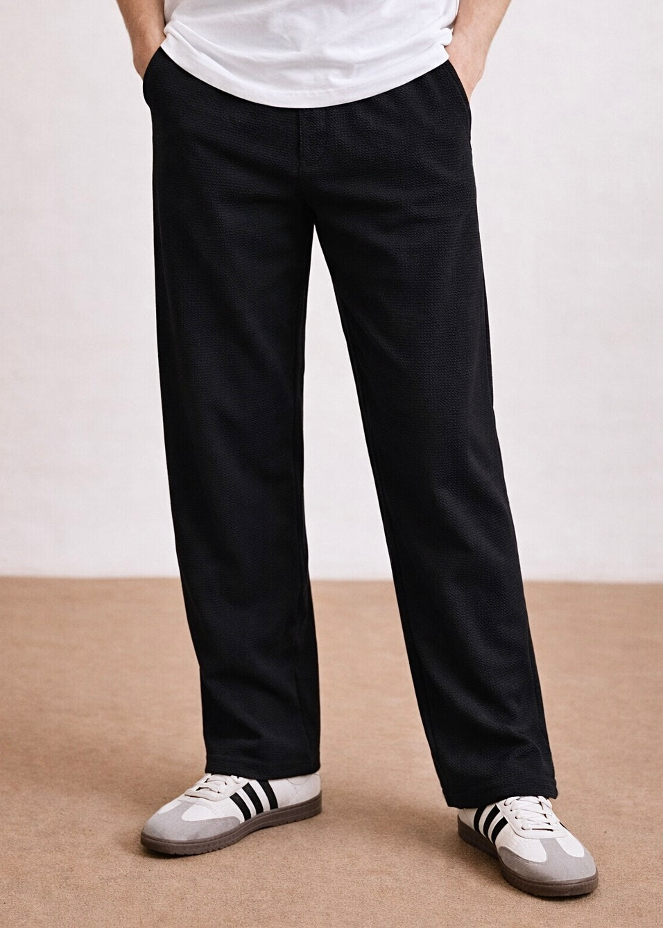 THE GLAMER TEXTURE TROUSER BLACK-FT