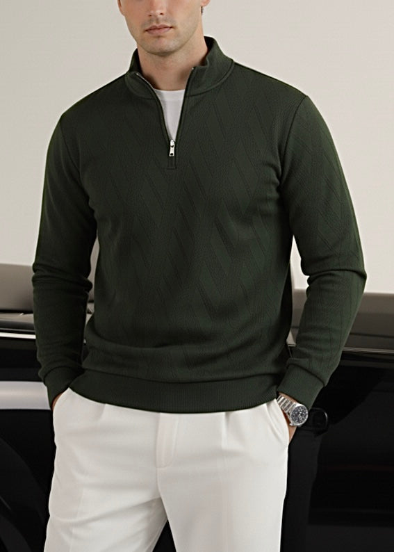 THE COZY KNIT ZIP MOCK-NECK-OLIVE