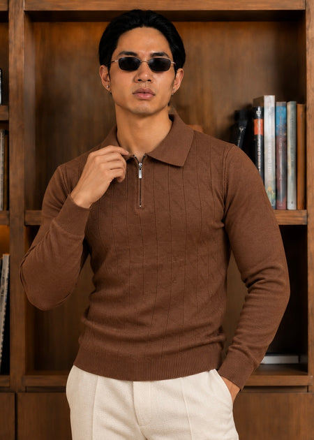 The Nordic-knit Polo-Brown