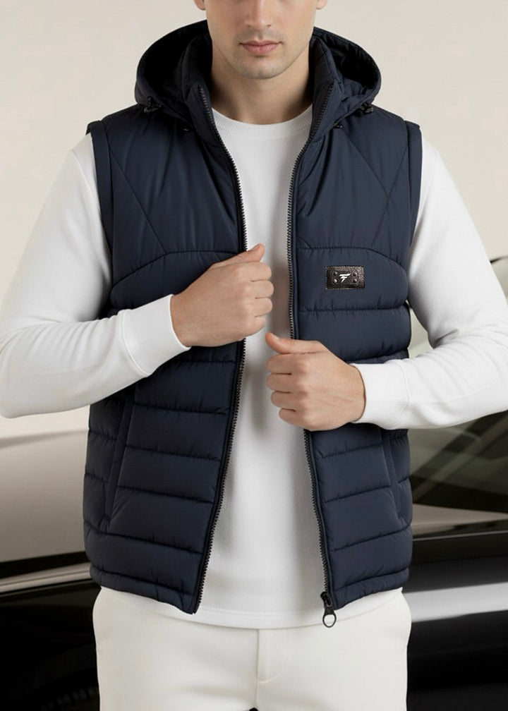 LOGO SLEEVELESS JACKET-NAVY