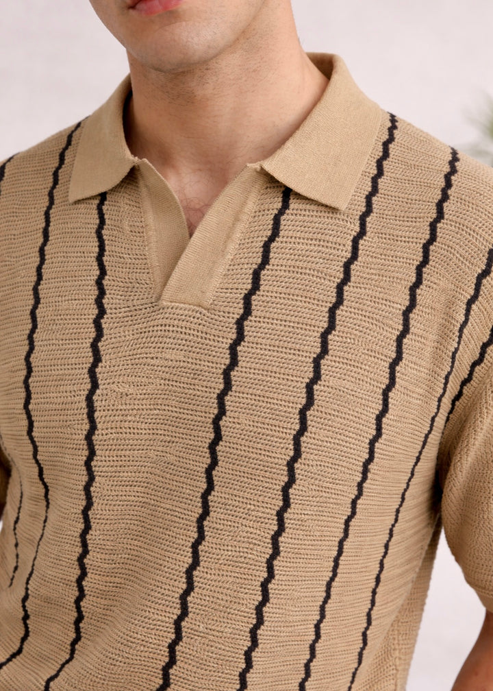 ELITE THREAD KNITTED POLO-TAN