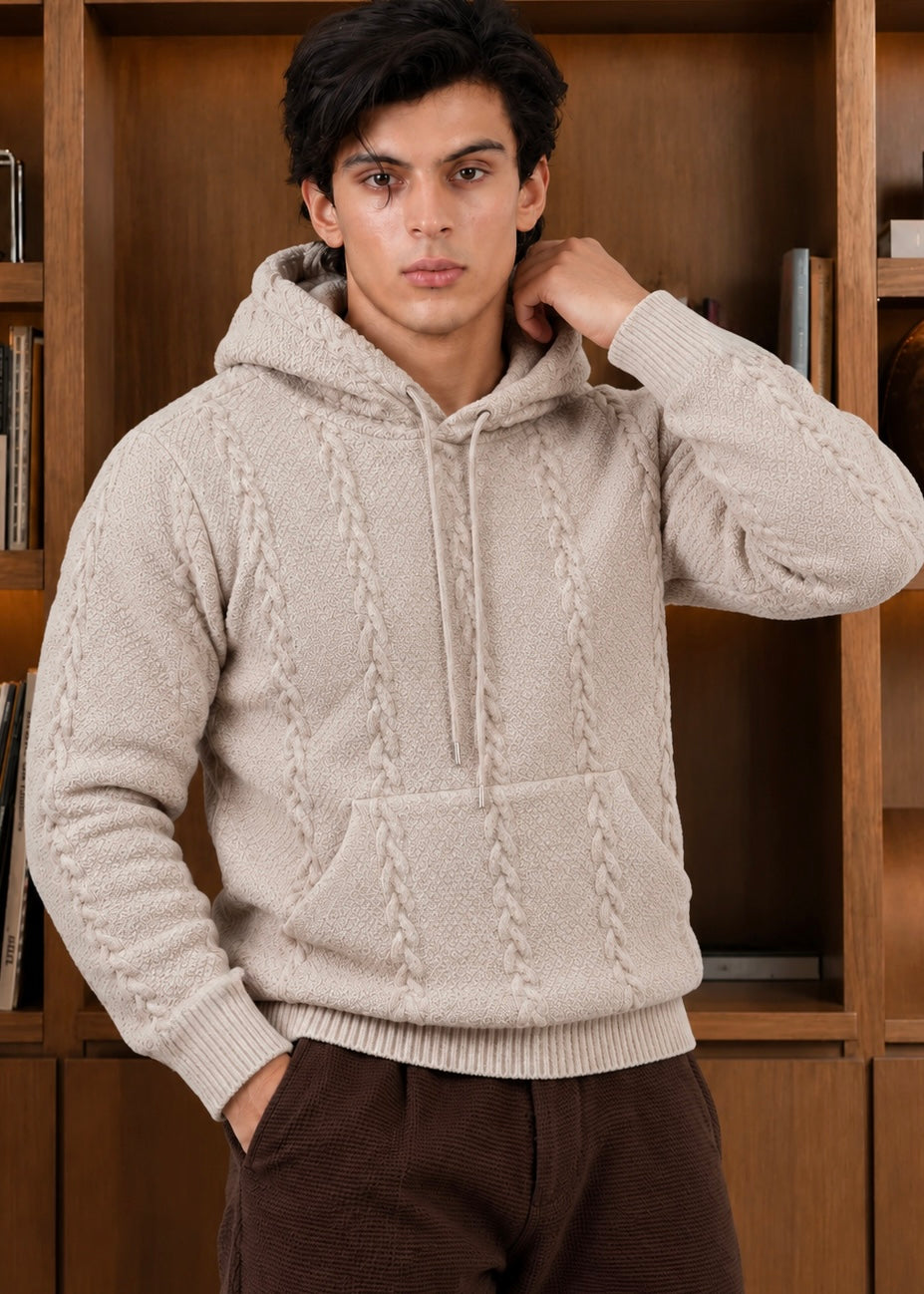 VELTRON KNITTED WOOL HOODIE Off White