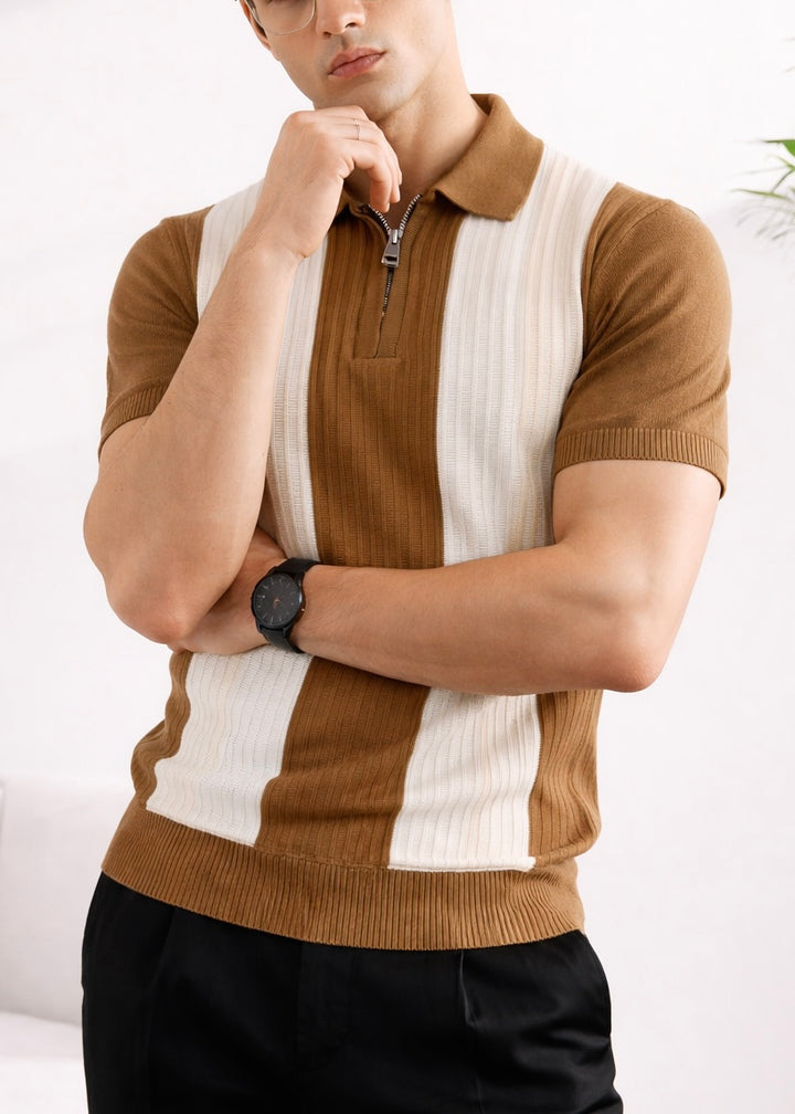 DYNAMIC KNITTED POLO-TAN