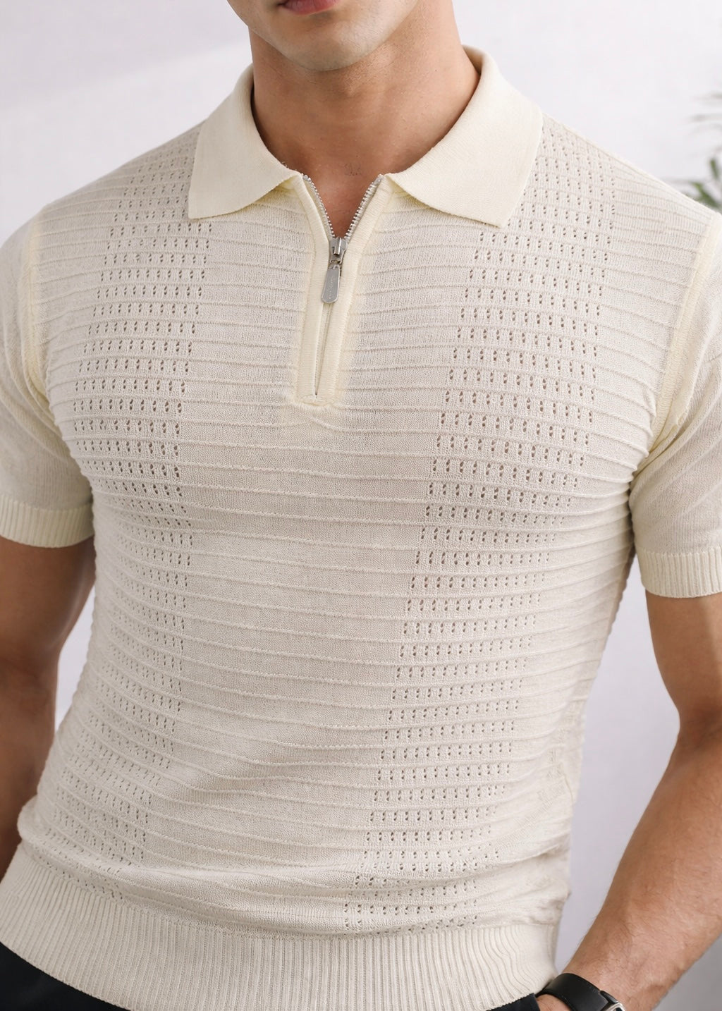 ICONIC KNITTED POLO-WHITE
