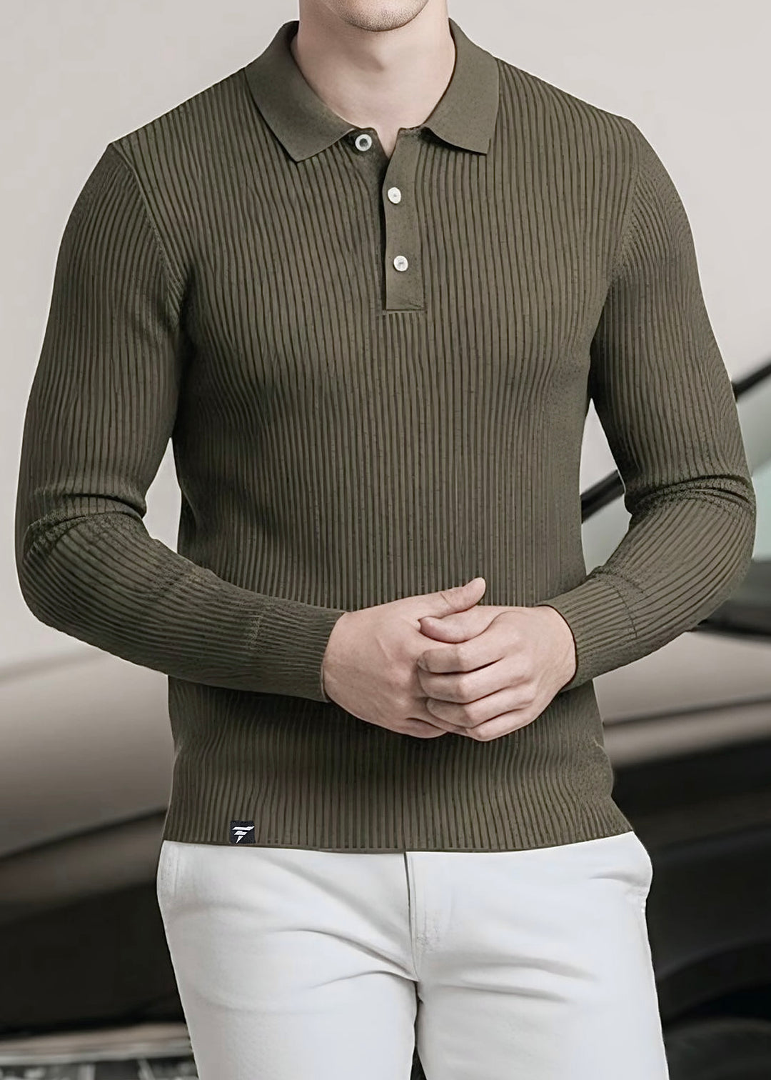 THE SMART KNITTED POLO-SEA GREEN