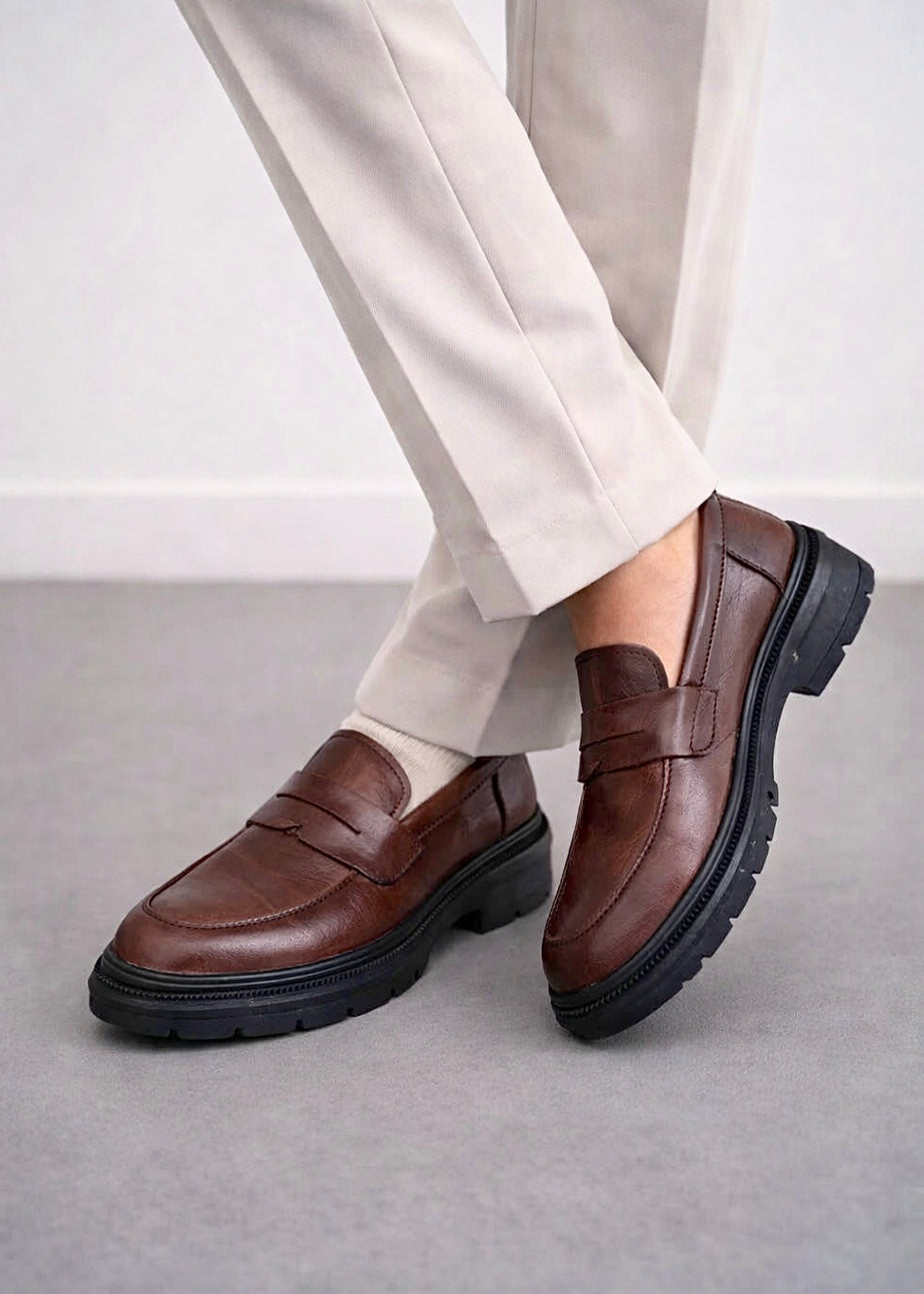 005 IMPORTED SHOES WITH RUBBER SOLE-BROWN