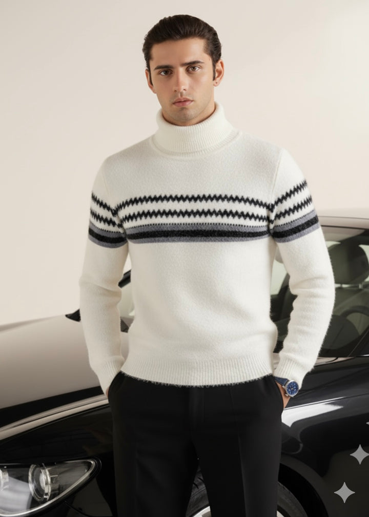 THE GLACIER STRIPE SWEATER-WHITE