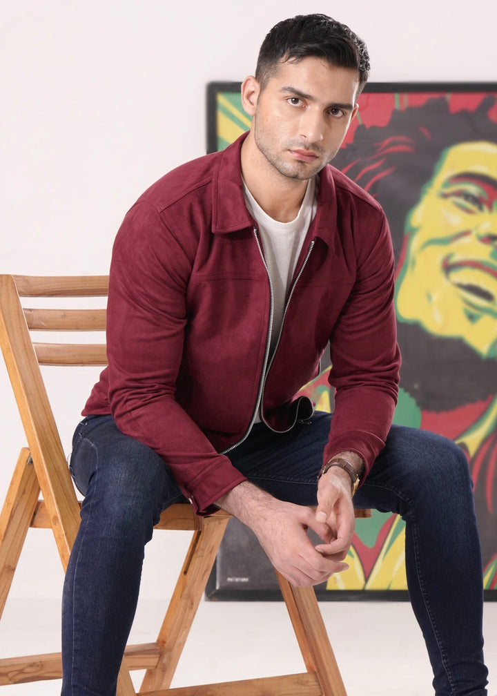 MAROON SUEDE JACKET-FT