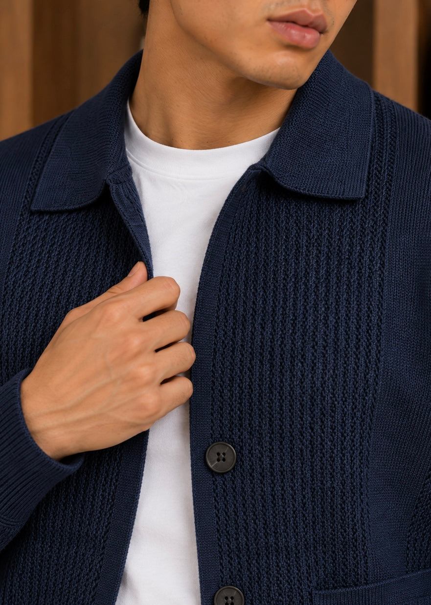LUXE-WHOOL SHACKET-NAVY