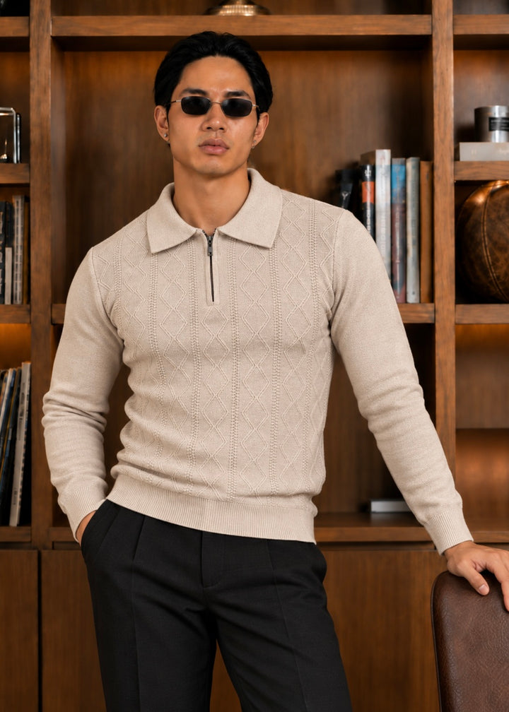 The Aspen-Knit Polo-Tan