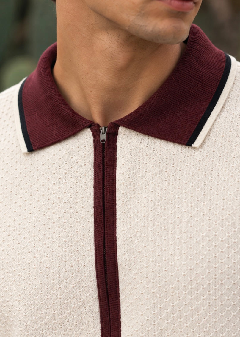THE SUNDAY EASE KNITTED POLO WHITE