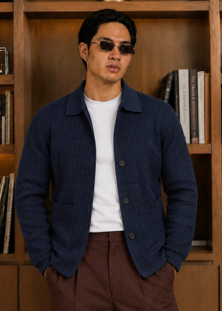 LUXE-WHOOL SHACKET-NAVY