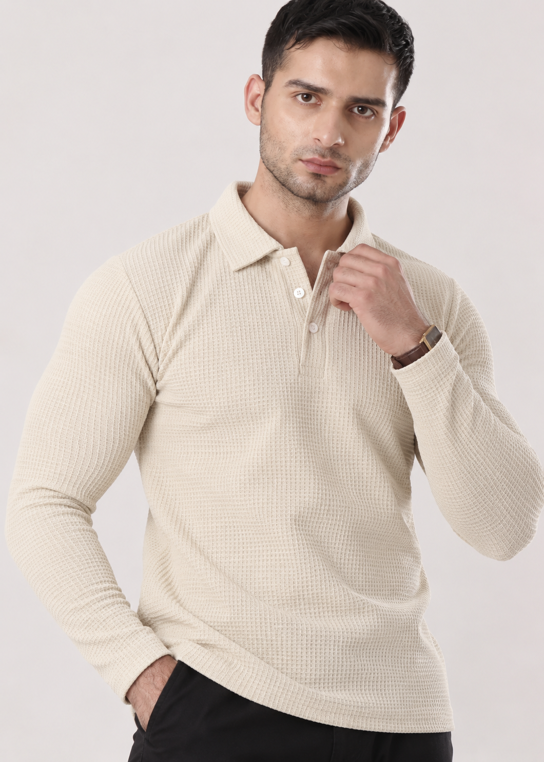 WHITE TEXTURED SHIRT-FT