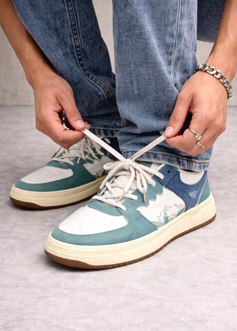 0041 VINTAGE-STYLE COURT SNEAKER'S-GREEN