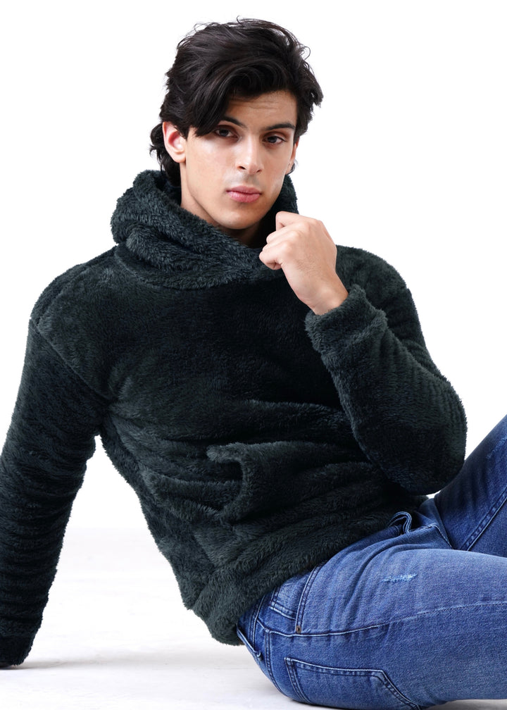 GRAY FUR HOODIE-FT