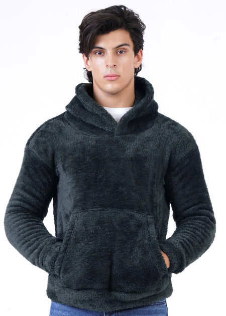 GRAY FUR HOODIE-FT