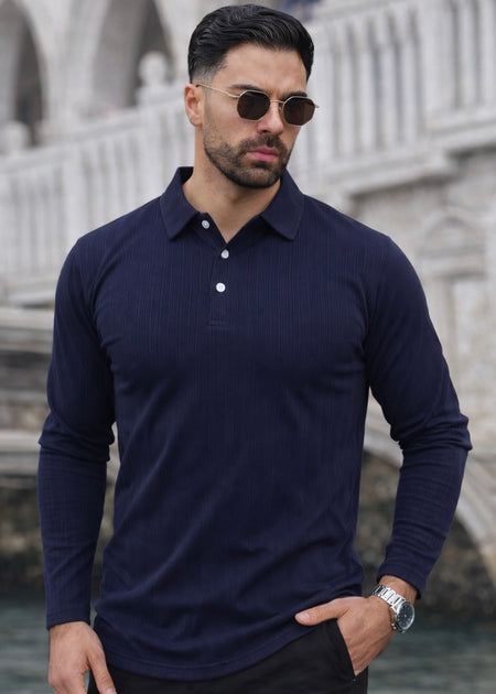 THE SMART KNITTED POLO-NAVY