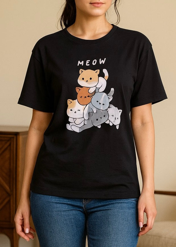 BLACK COTTON TEE-FT