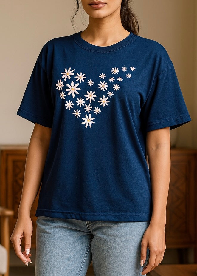 NAVY-BLUE COTTON TEE-FT
