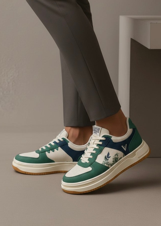 0041 VINTAGE-STYLE COURT SNEAKER'S-GREEN