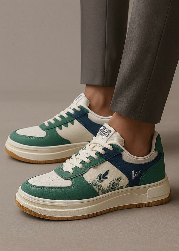 0041 VINTAGE-STYLE COURT SNEAKER'S-GREEN