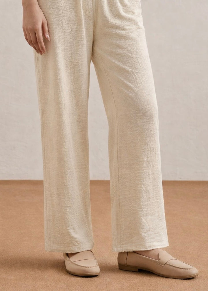 THE CREPE TEXTURE TROUSER-OFF-WHITE