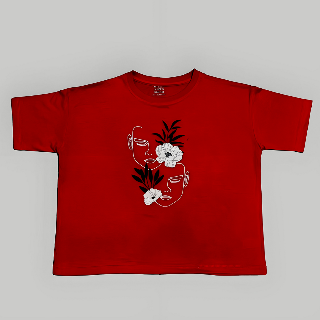 RED COTTON TEE FT FITTEEZ FASHIONS