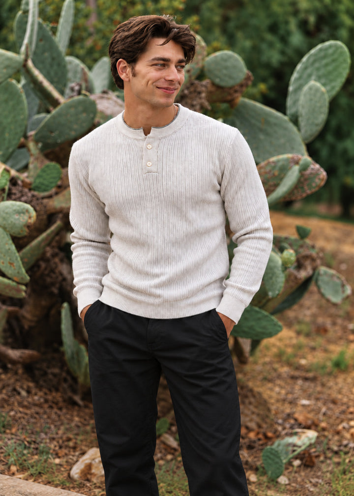The Essential Ribbed Henley –WHITE